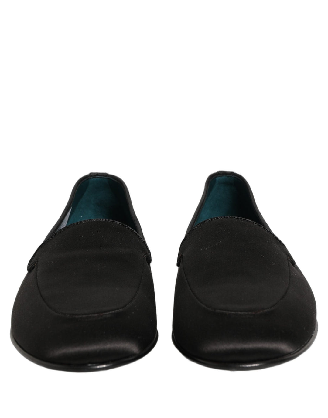 Men’s Dolce &amp; Gabbana Black Satin Logo Slip on Flats Loafers Shoes