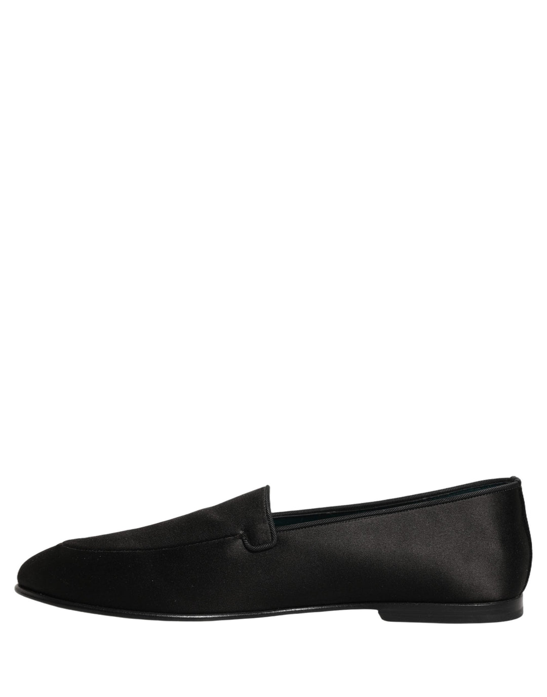Men’s Dolce &amp; Gabbana Black Satin Logo Slip on Flats Loafers Shoes