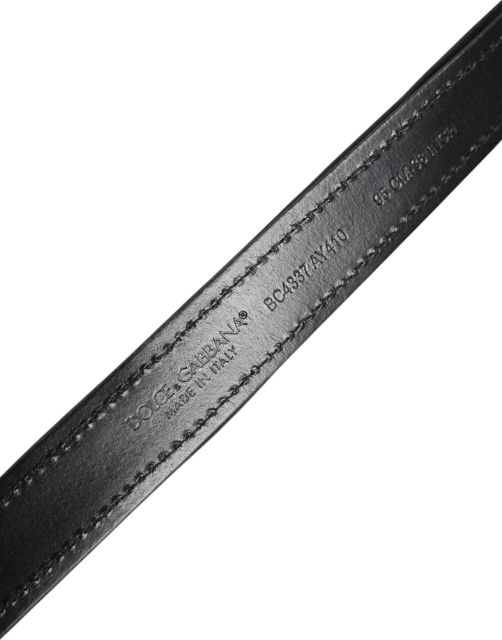 Dolce &amp; Gabbana Black Sequin Embellished Metal Buckle Belt