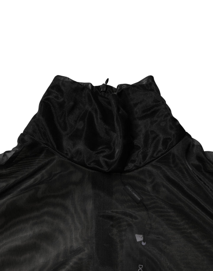 Men’s Dolce &amp; Gabbana Black Sheer Long Sleeves Turtleneck Top