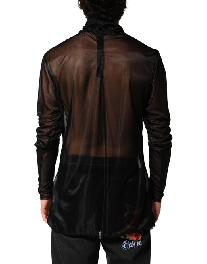 Men’s Dolce &amp; Gabbana Black Sheer Long Sleeves Turtleneck Top