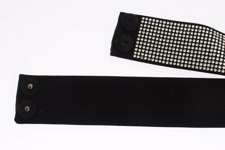 Dolce &amp; Gabbana Black Silk Clear Crystal Bow Waist Belt
