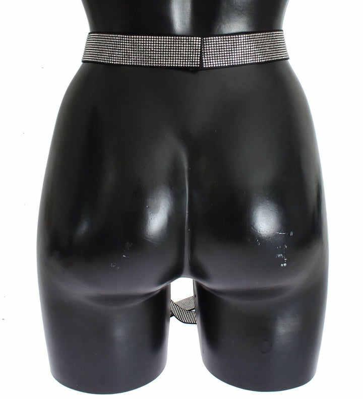 Dolce &amp; Gabbana Black Silk Clear Crystal Bow Waist Belt