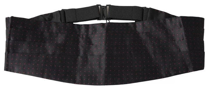 Dolce &amp; Gabbana Black Silk Dotted Waist Tuxedo Belt Cummerbund