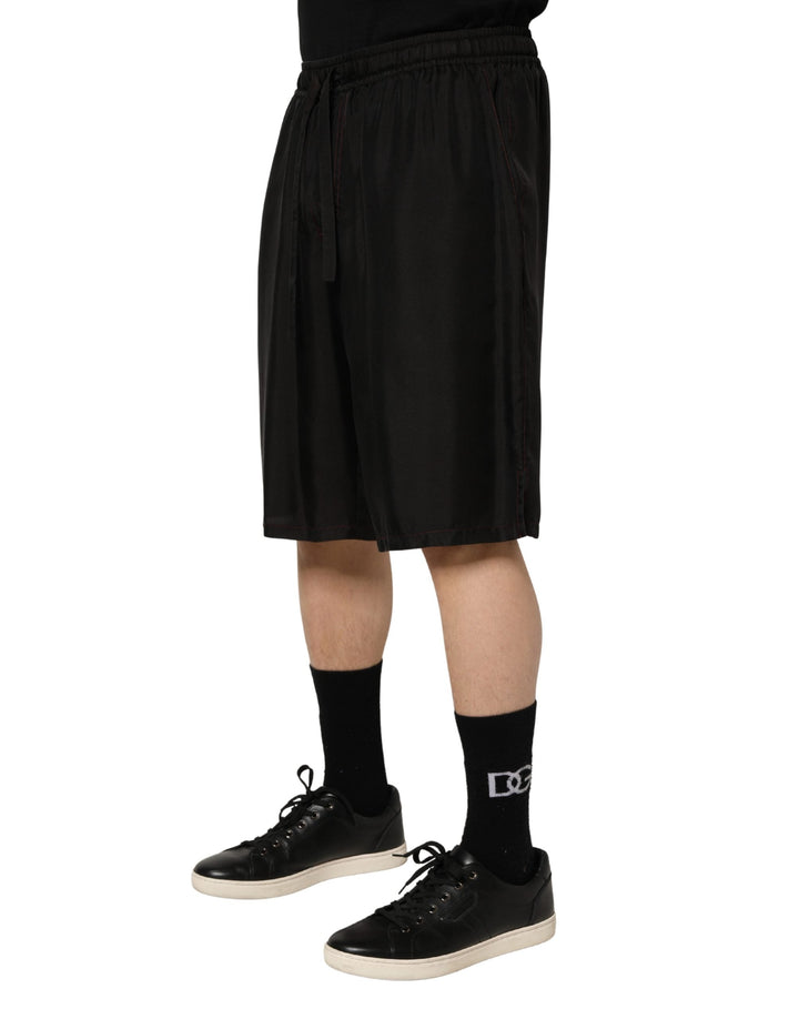 Men’s Dolce &amp; Gabbana Black Silk Drawstring Men Bermuda Shorts