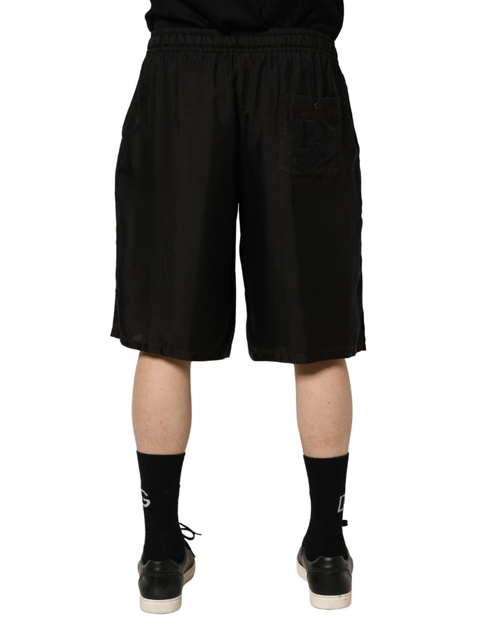 Men’s Dolce &amp; Gabbana Black Silk Drawstring Men Bermuda Shorts