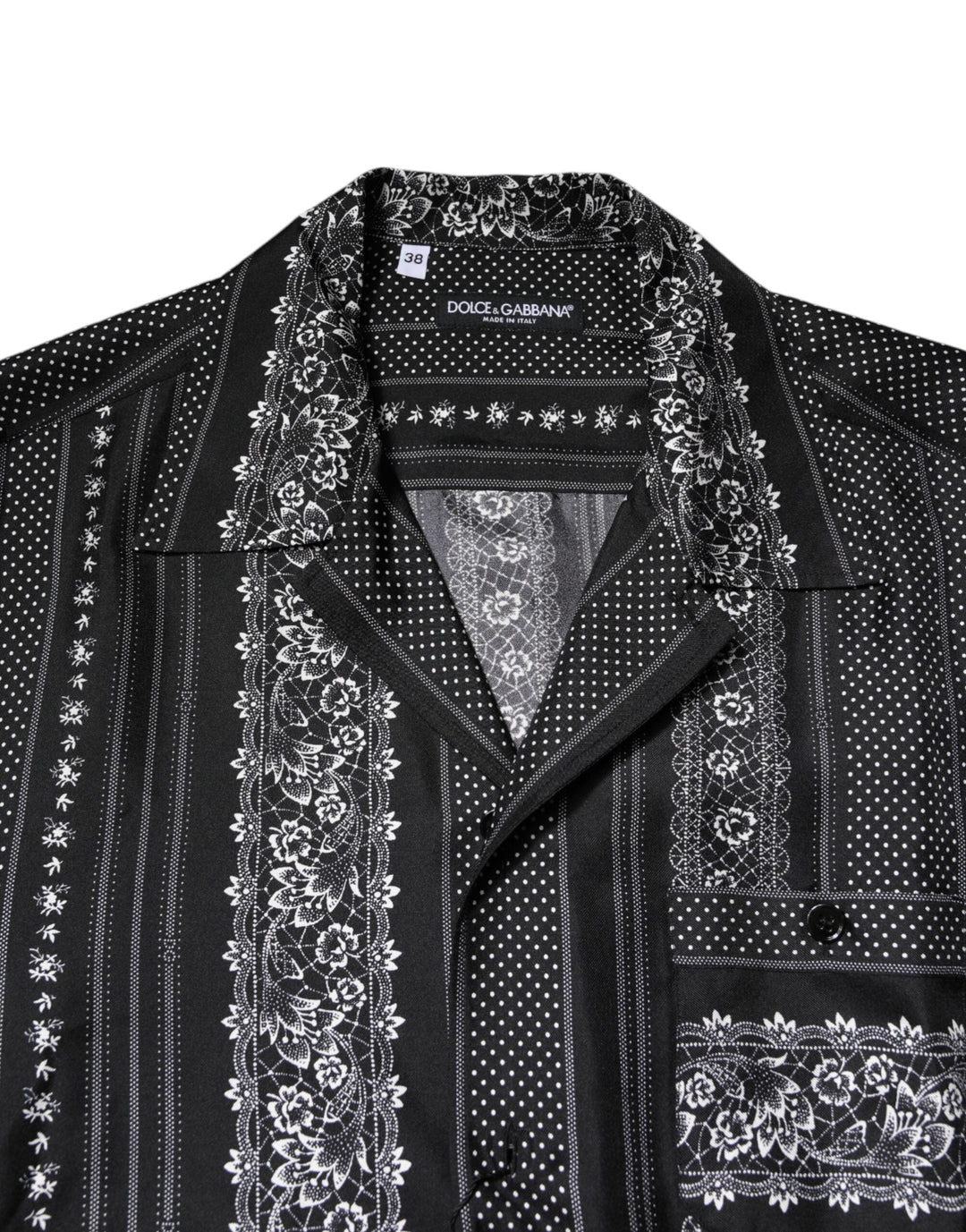 Dolce &amp; Gabbana Black Silk Floral Print Short Sleeves Shirt