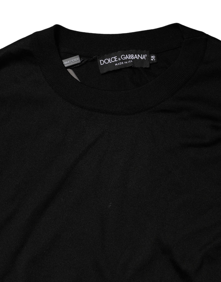 Men’s Dolce &amp; Gabbana Black Silk Men Crew Neck Pullover Sweater