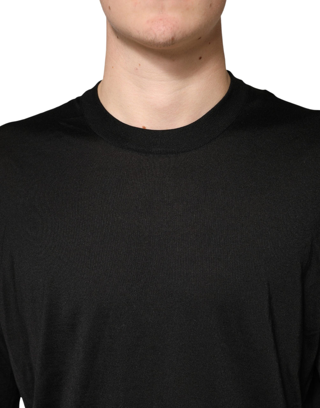 Men’s Dolce &amp; Gabbana Black Silk Men Crew Neck Pullover Sweater