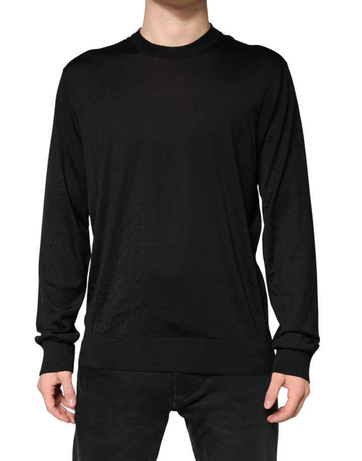 Men’s Dolce &amp; Gabbana Black Silk Men Crew Neck Pullover Sweater