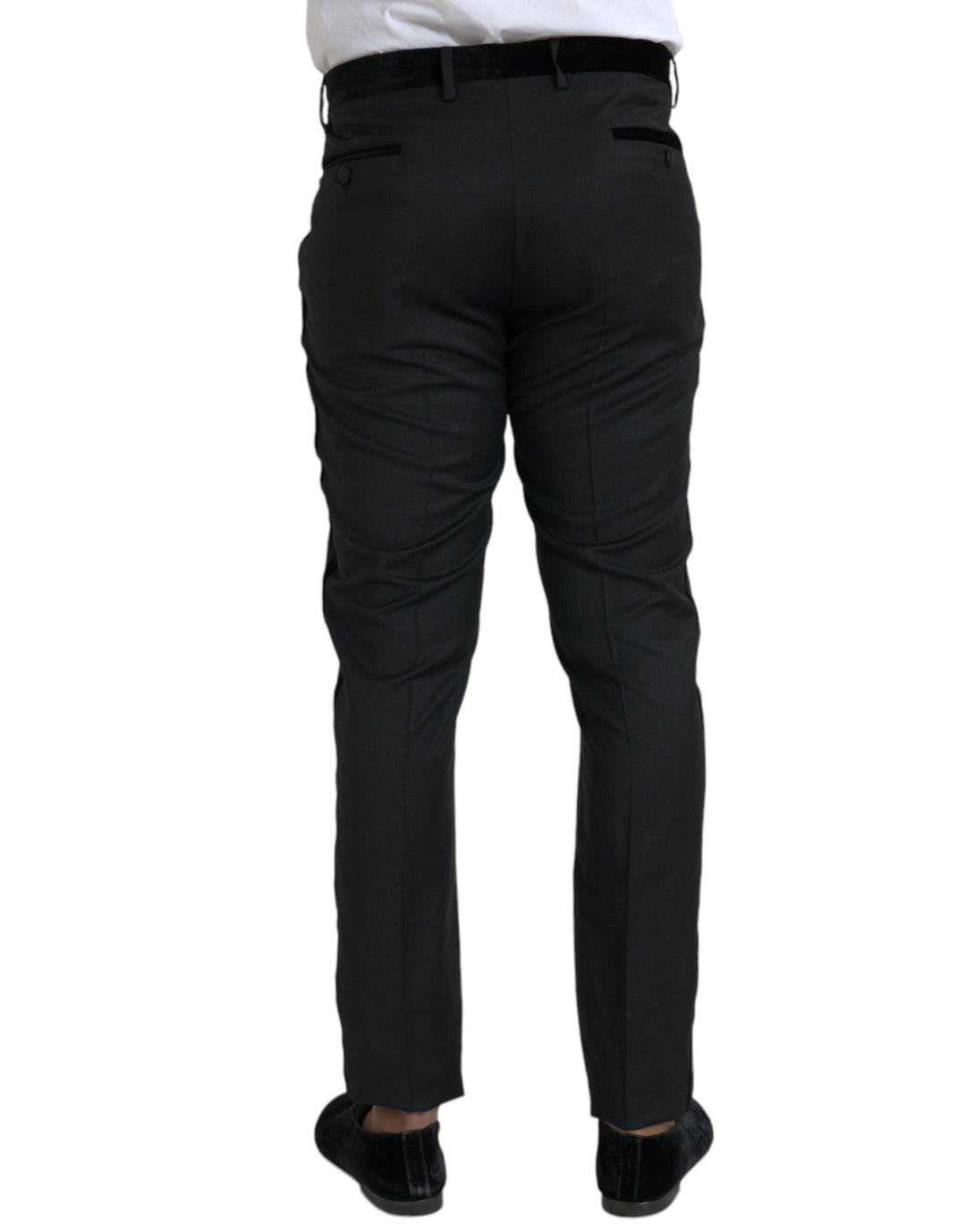 Men’s Dolce &amp; Gabbana Black Silk Men Skinny Dress Pants