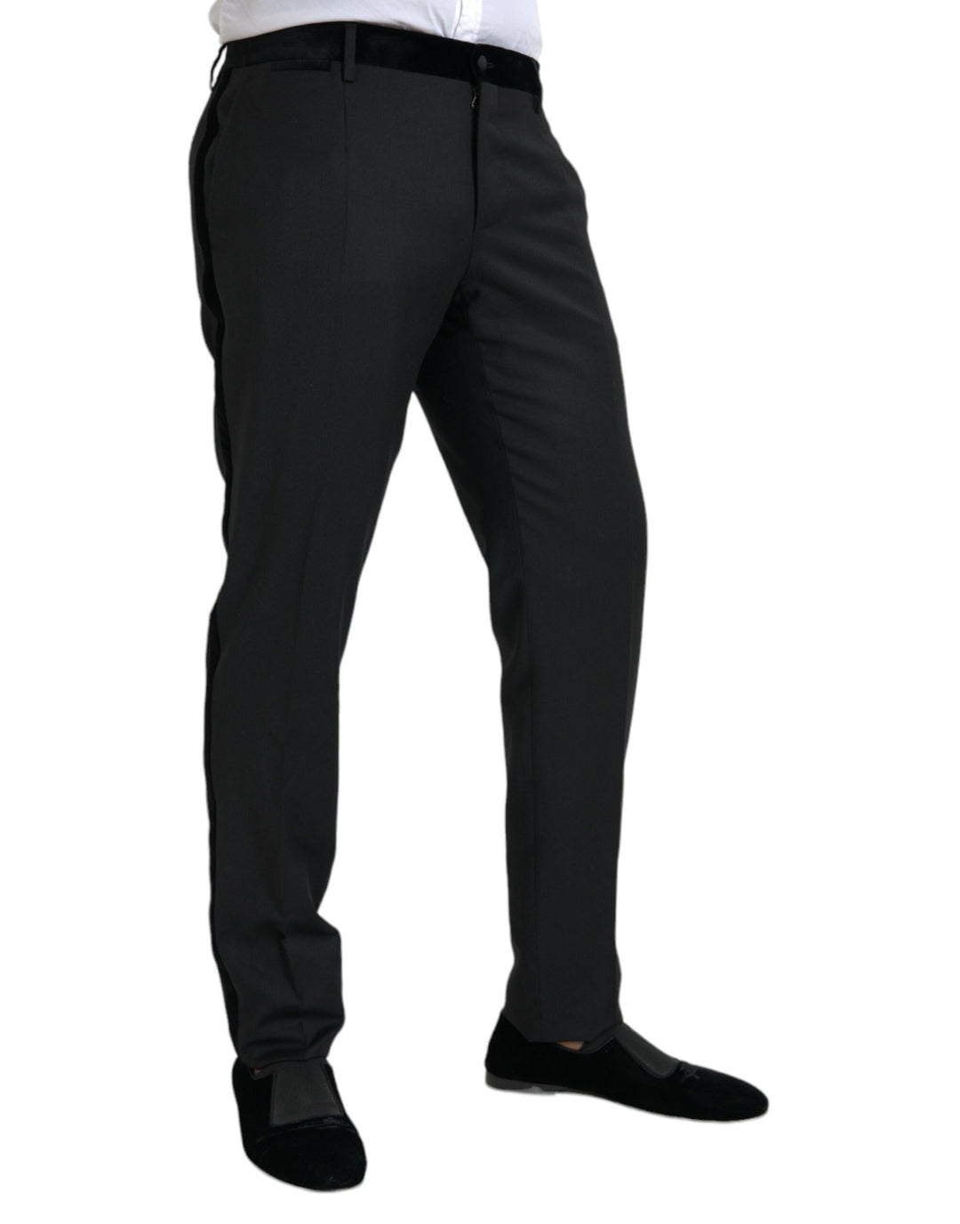 Men’s Dolce &amp; Gabbana Black Silk Men Skinny Dress Pants