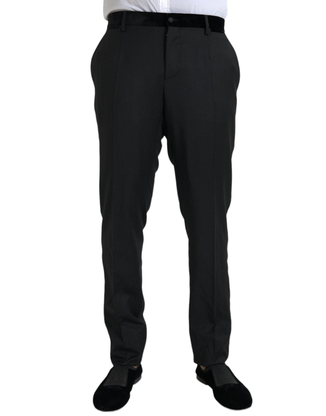 Men’s Dolce &amp; Gabbana Black Silk Men Skinny Dress Pants