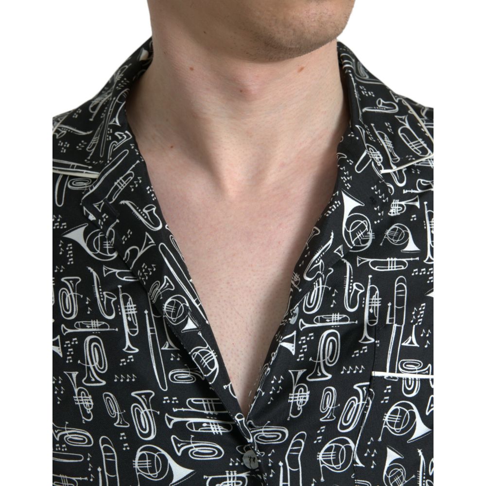 Dolce &amp; Gabbana Black Silk Shortsleeve Shirt