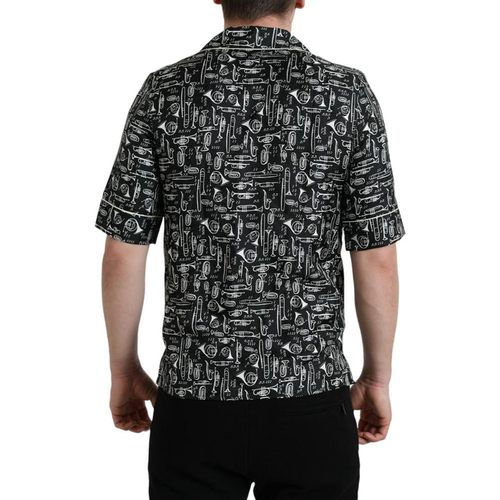 Dolce &amp; Gabbana Black Silk Shortsleeve Shirt