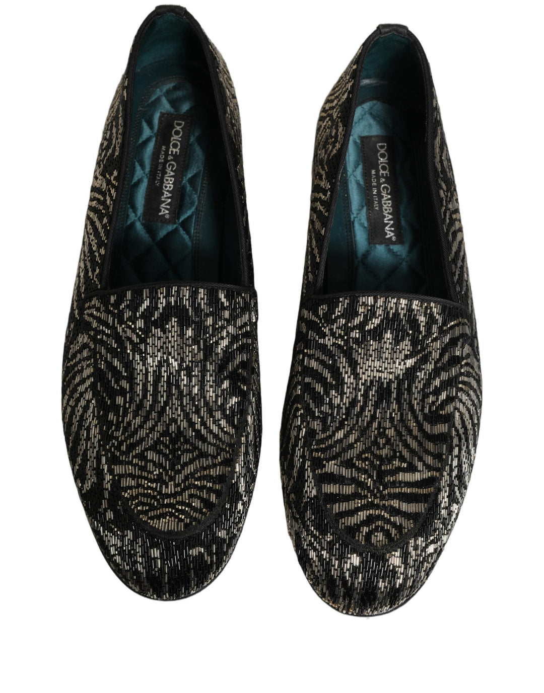 Men’s Dolce &amp; Gabbana Black Silver Embellished Dress Loafers Shoes