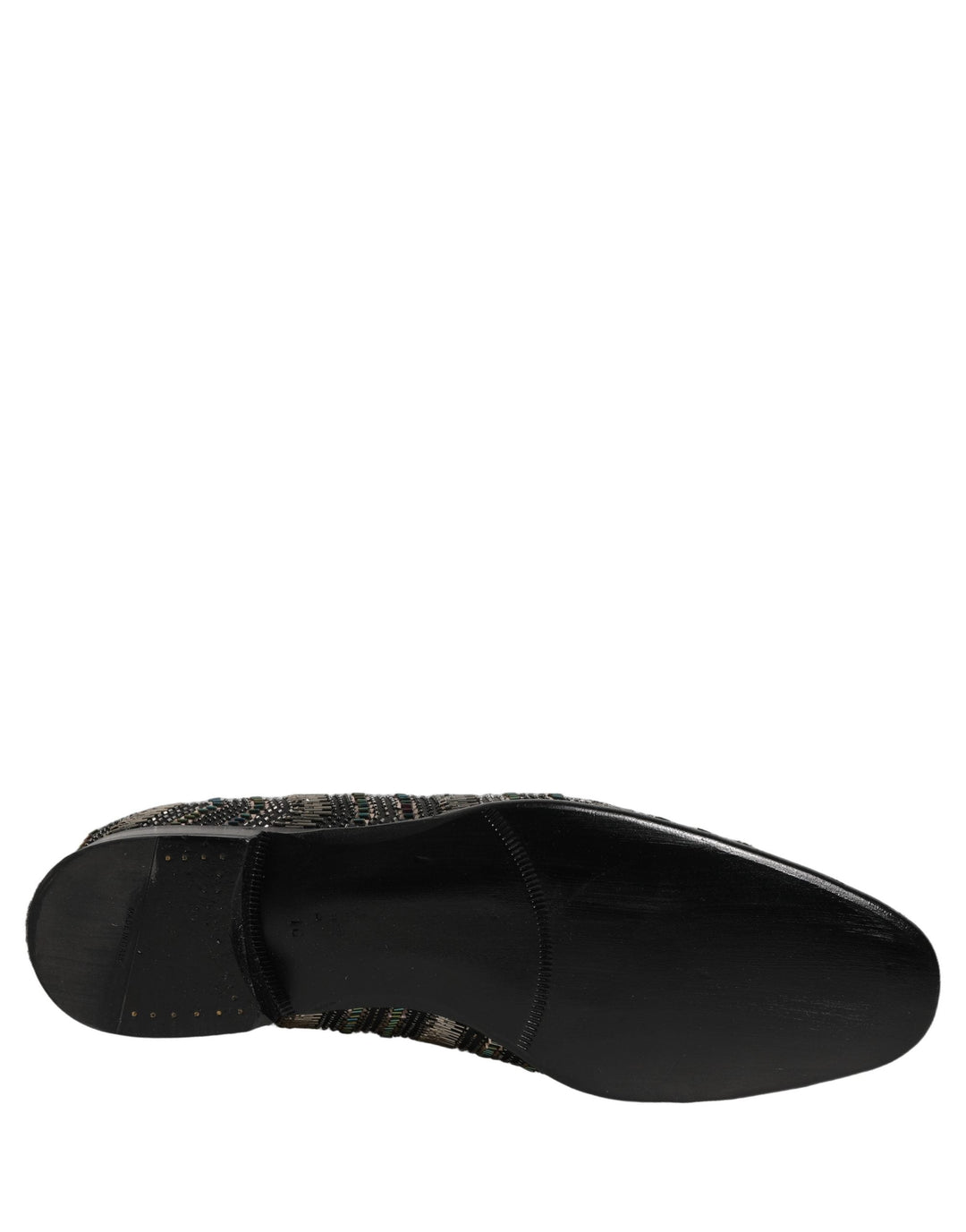 Men’s Dolce &amp; Gabbana Black Silver Embellished Slip on Loafers Shoes