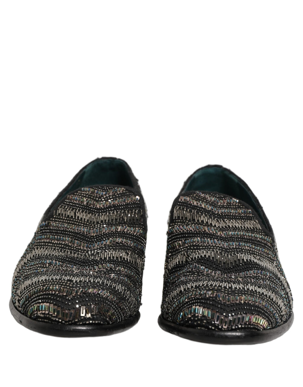 Men’s Dolce & Gabbana Black Silver Embellished Slip on Loafers Shoes