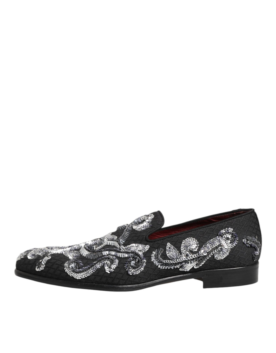 Men’s Dolce &amp; Gabbana Black Silver Sequined Loafers Men Dress Shoes
