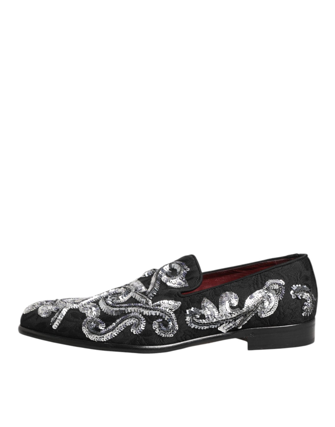 Men’s Dolce &amp; Gabbana Black Silver Sequined Loafers Men Dress Shoes