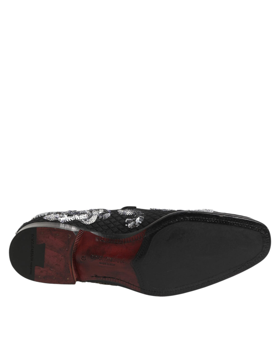 Men’s Dolce &amp; Gabbana Black Silver Sequined Loafers Men Dress Shoes