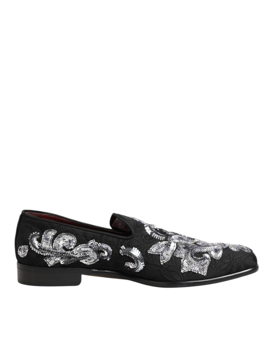 Men’s Dolce &amp; Gabbana Black Silver Sequined Loafers Men Dress Shoes