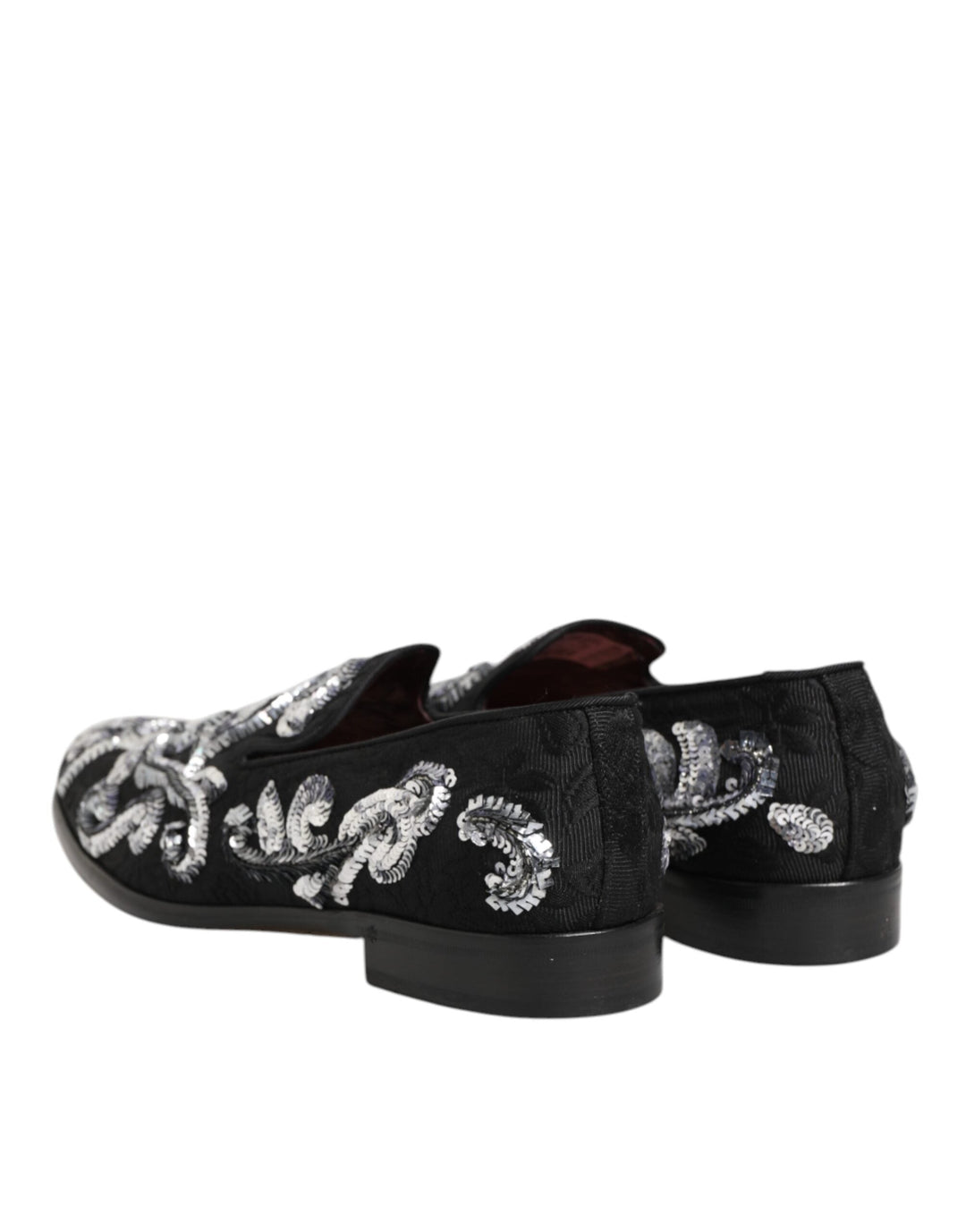 Men’s Dolce &amp; Gabbana Black Silver Sequined Loafers Men Dress Shoes
