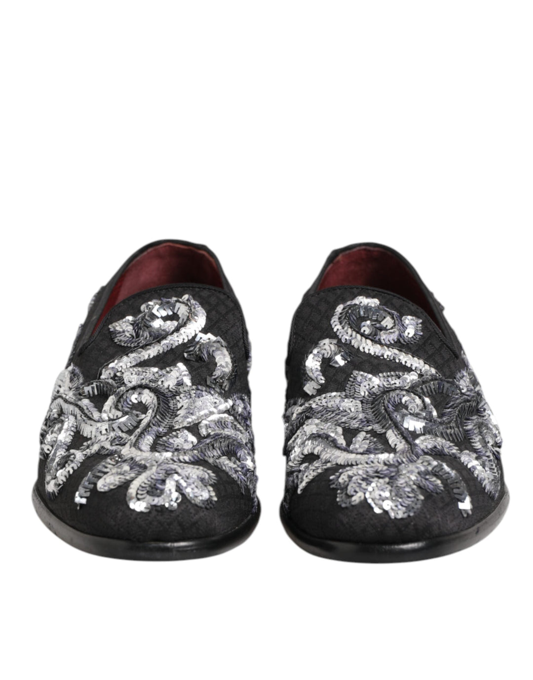 Men’s Dolce &amp; Gabbana Black Silver Sequined Loafers Men Dress Shoes