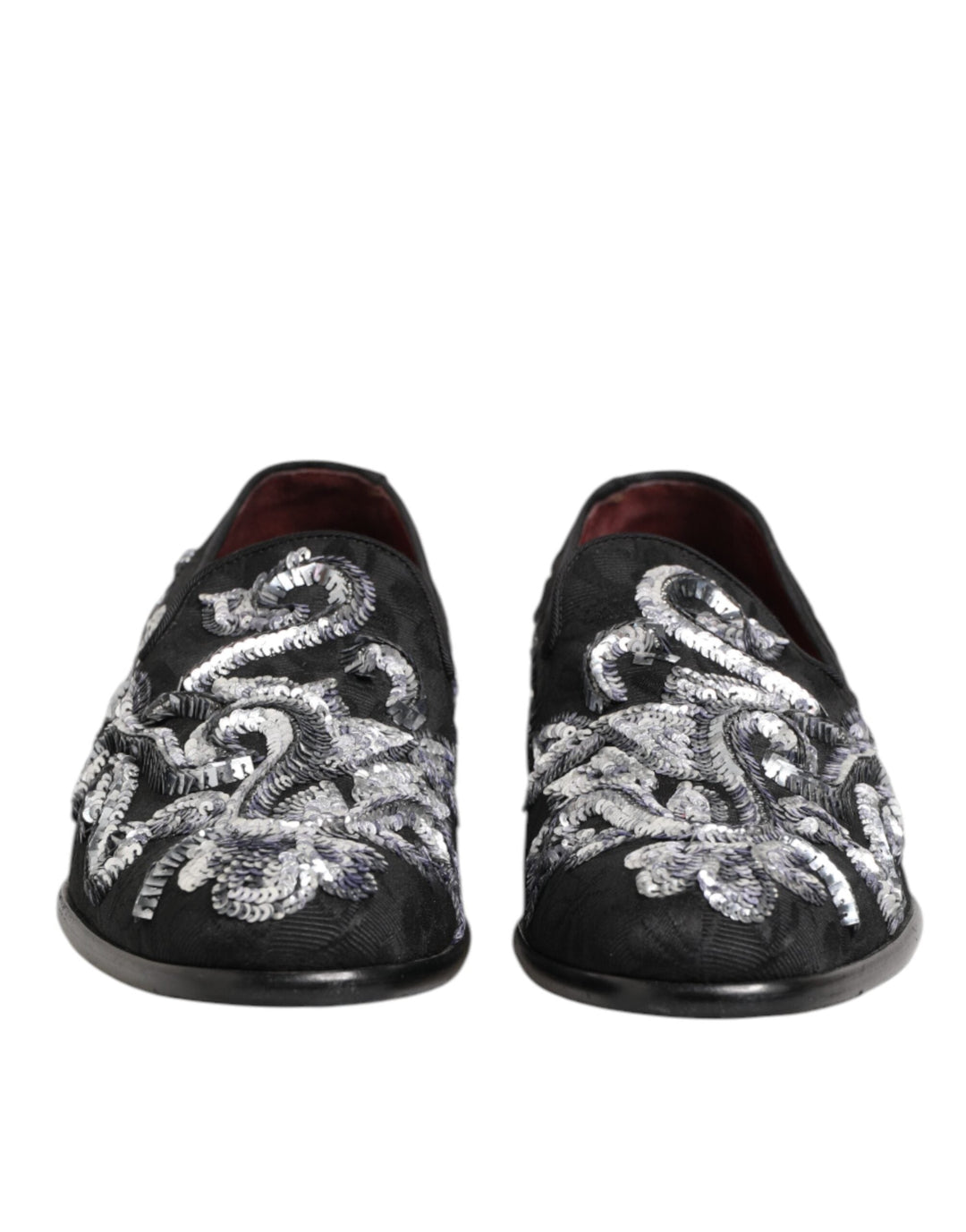 Men’s Dolce &amp; Gabbana Black Silver Sequined Loafers Men Dress Shoes