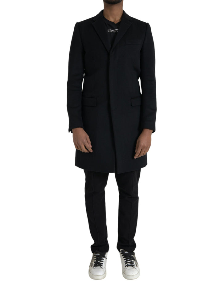 Men’s Dolce &amp; Gabbana Black Single Breasted Trench Coat Jacket