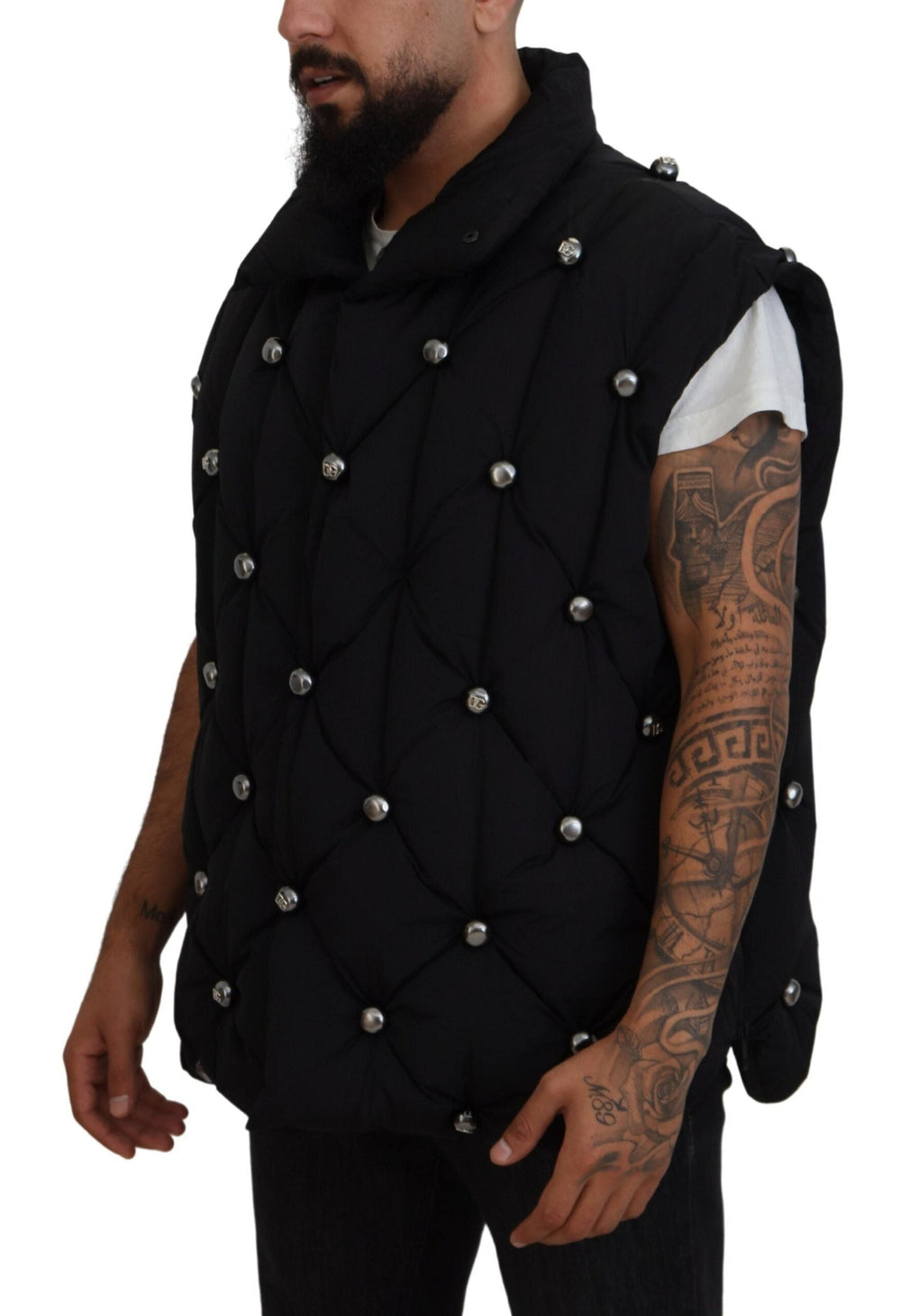 Men’s Dolce & Gabbana Black Sleeveless Dg Metal Embellishment Jacket