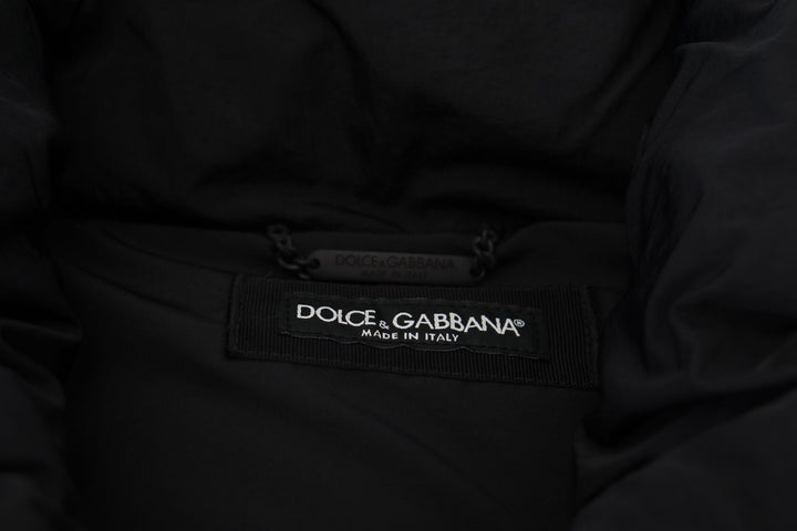Men’s Dolce &amp; Gabbana Black Sleeveless Dg Metal Embellishment Jacket