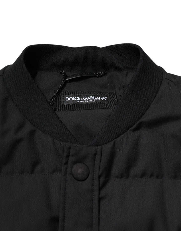 Men’s Dolce &amp; Gabbana Black Sleeveless Parka Logo Plaque Jacket