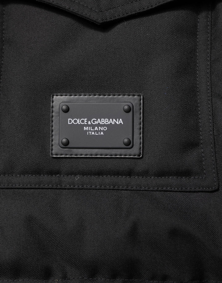 Men’s Dolce &amp; Gabbana Black Sleeveless Parka Logo Plaque Jacket