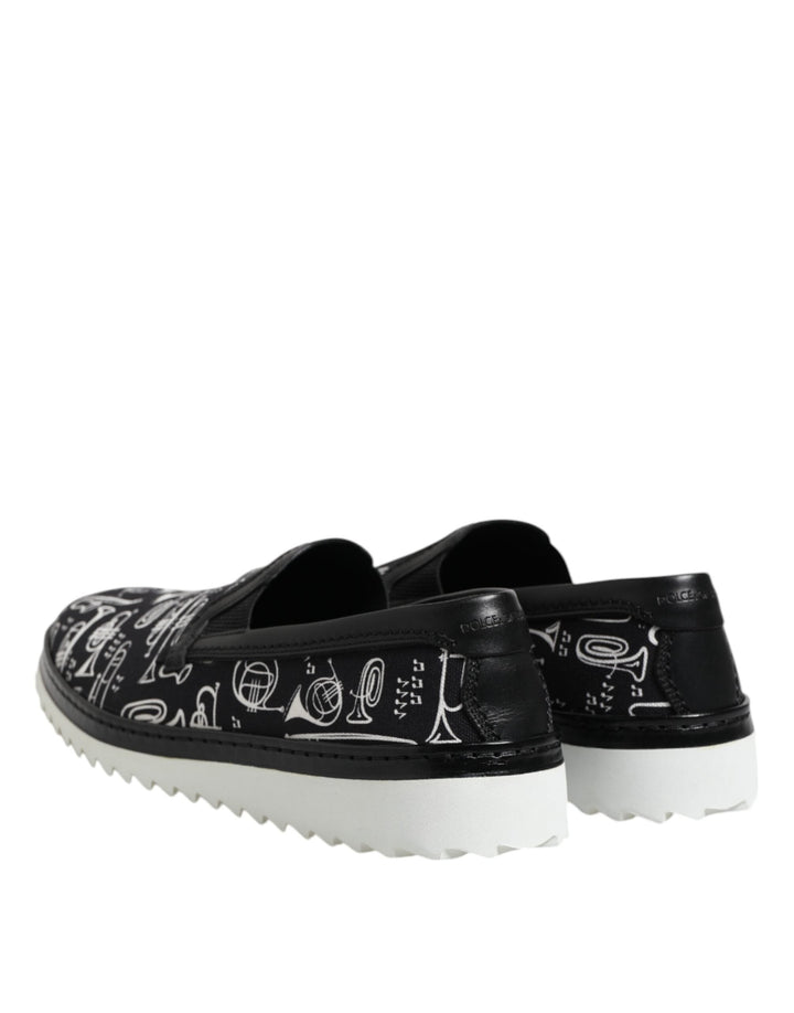 Men’s Dolce &amp; Gabbana Black Slip on Printed Men Loafers Shoes