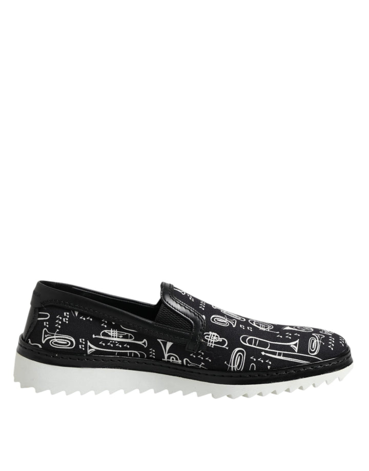 Men’s Dolce &amp; Gabbana Black Slip on Printed Men Loafers Shoes