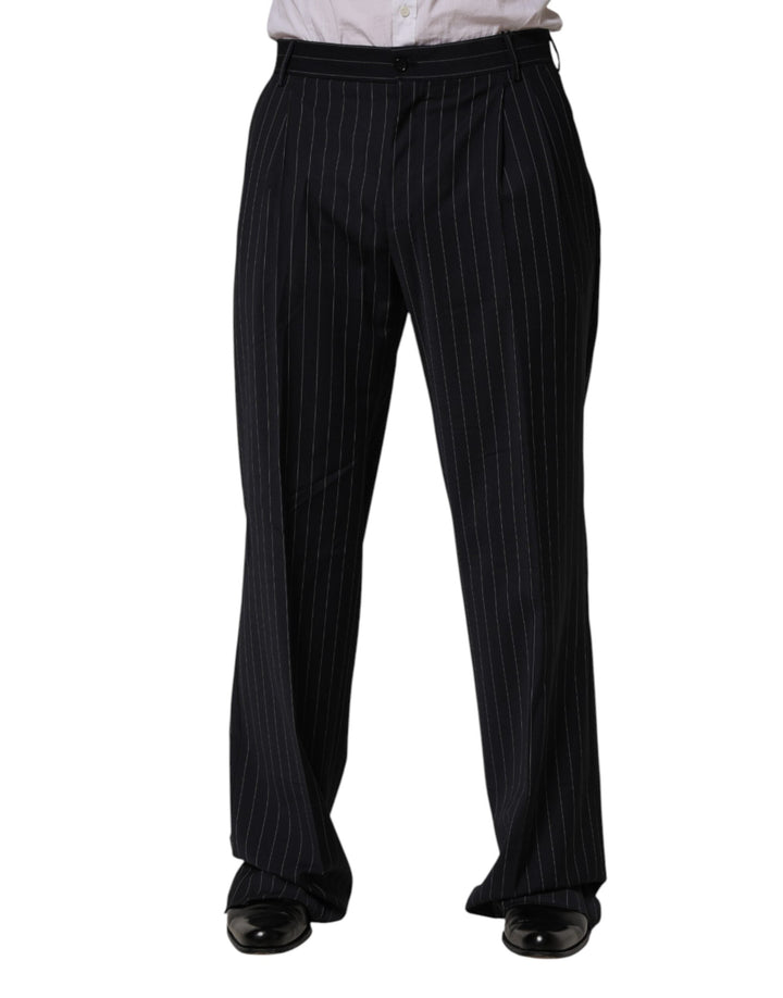 Men’s Dolce &amp; Gabbana Black Stripe Straight Men Dress Trouser Pants