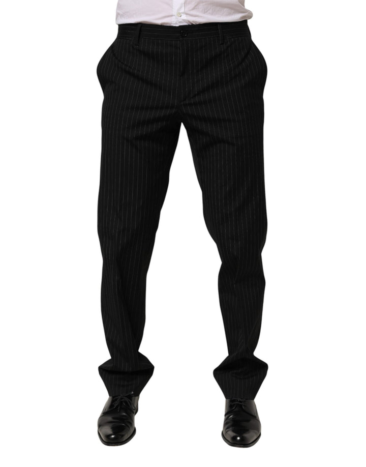 Men’s Dolce &amp; Gabbana Black Striped Dress Formal Men Trouser Pants