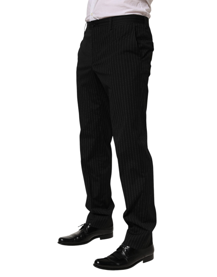 Men’s Dolce &amp; Gabbana Black Striped Dress Formal Men Trouser Pants