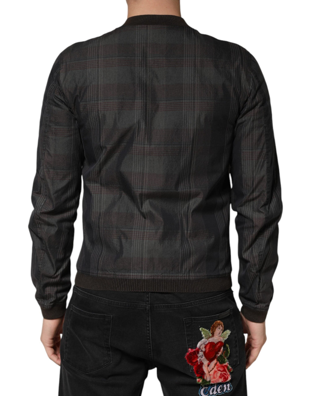 Men’s Dolce &amp; Gabbana Black Stripes Cotton Full Zip Bomber Jacket