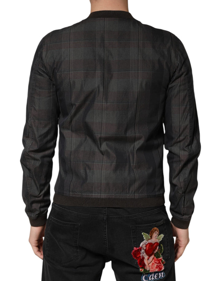 Men’s Dolce &amp; Gabbana Black Stripes Cotton Full Zip Bomber Jacket