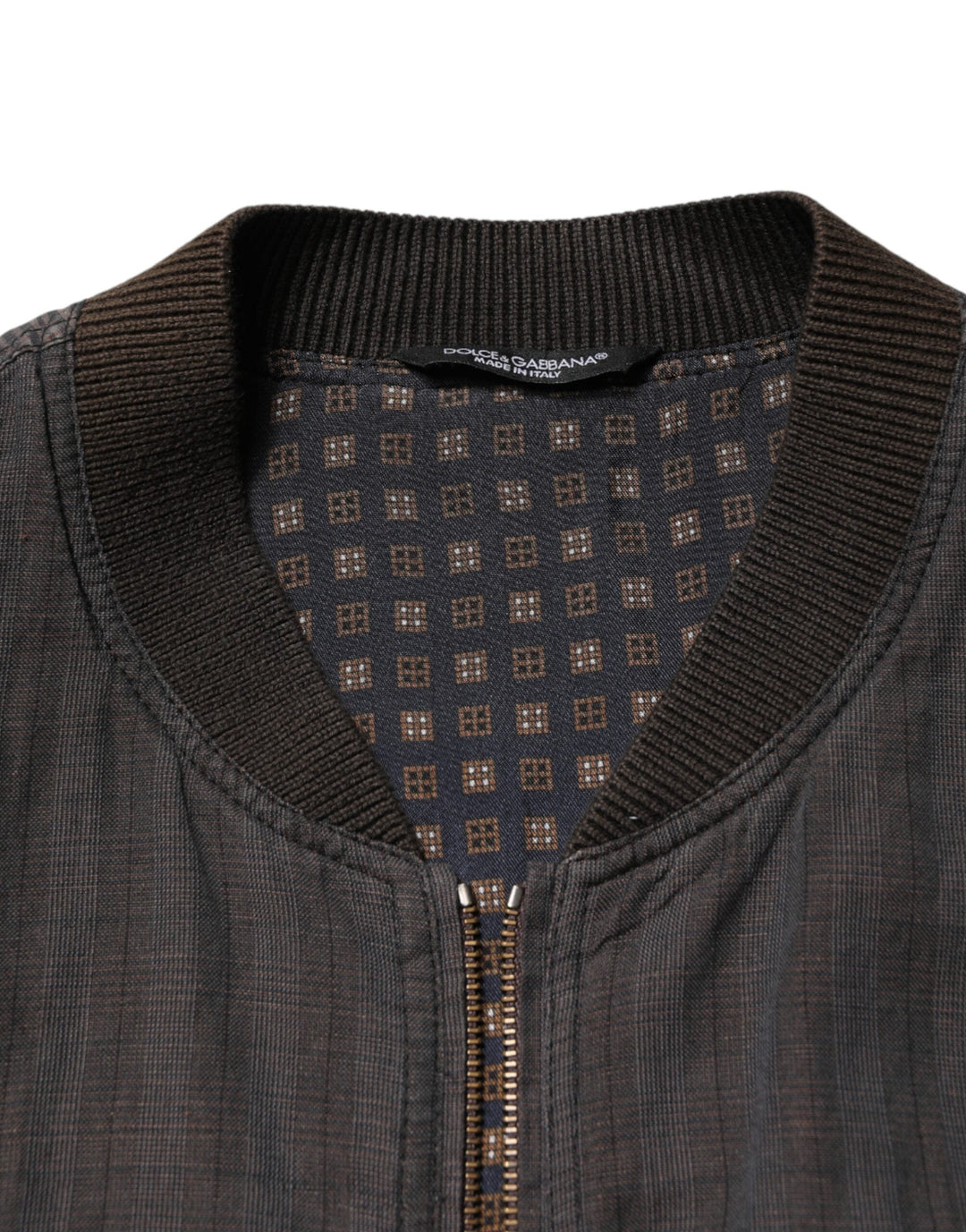 Men’s Dolce &amp; Gabbana Black Stripes Cotton Full Zip Bomber Jacket
