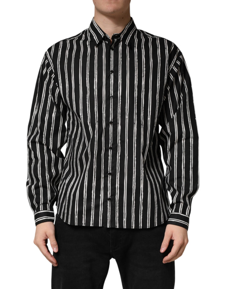 Men’s Dolce &amp; Gabbana Black Stripes Cotton Men Formal Dress Shirt