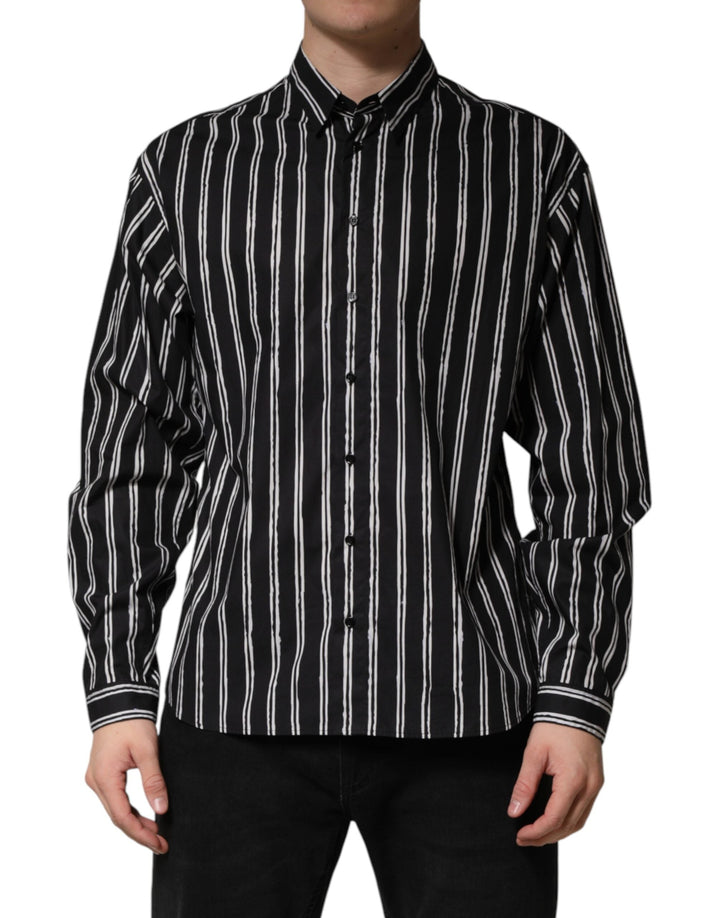 Men’s Dolce &amp; Gabbana Black Stripes Cotton Men Formal Dress Shirt