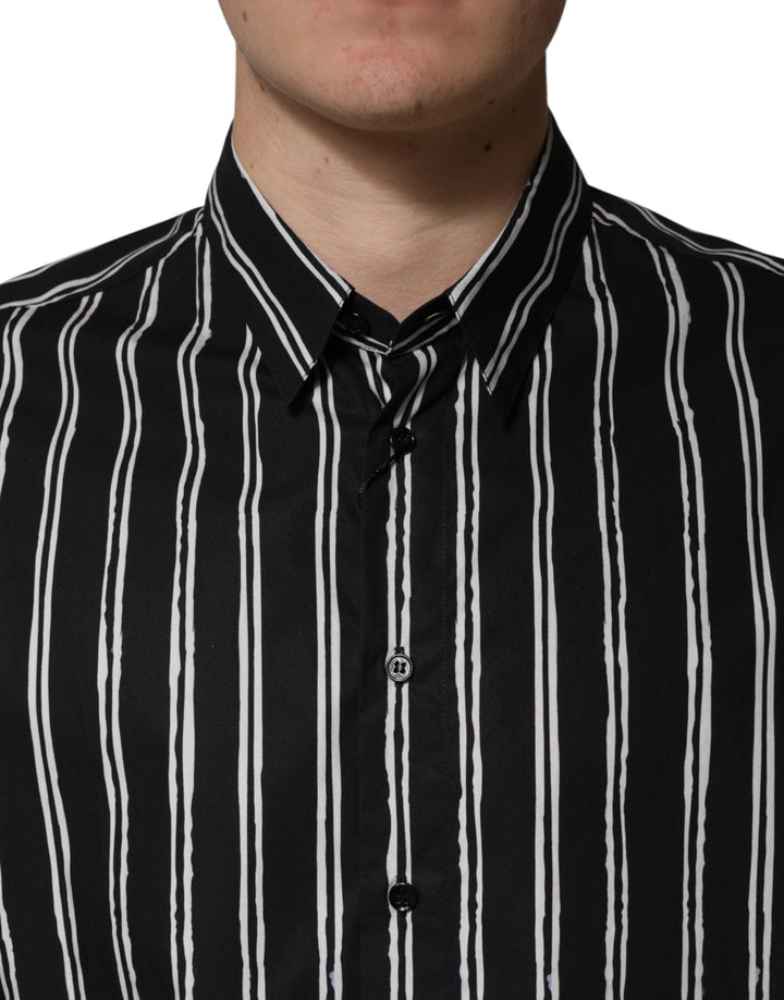 Men’s Dolce &amp; Gabbana Black Stripes Cotton Men Formal Dress Shirt