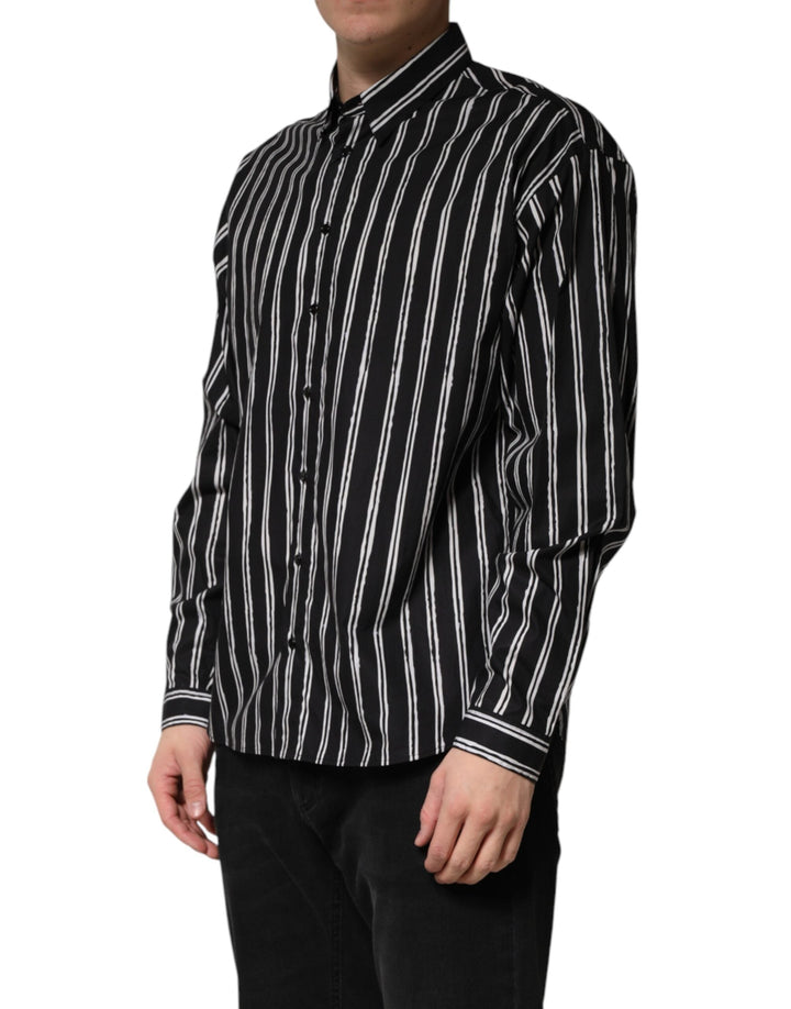 Men’s Dolce &amp; Gabbana Black Stripes Cotton Men Formal Dress Shirt