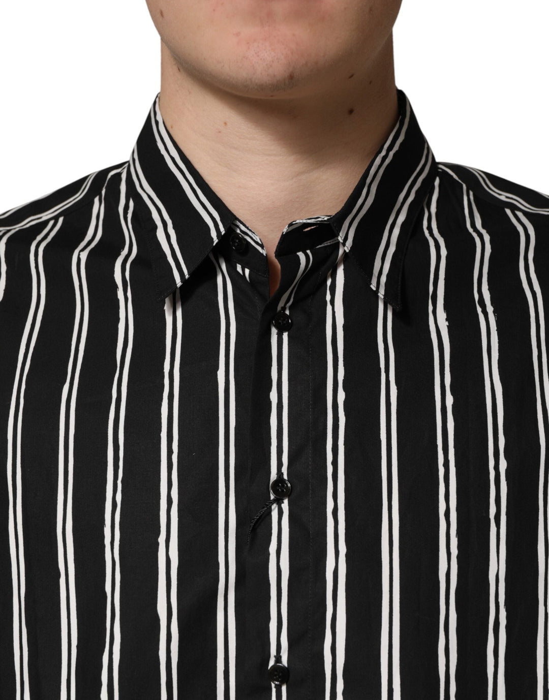 Men’s Dolce &amp; Gabbana Black Stripes Cotton Men Formal Dress Shirt