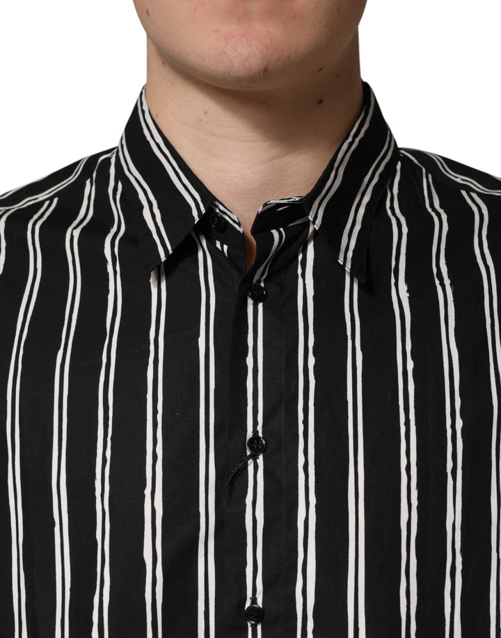 Men’s Dolce &amp; Gabbana Black Stripes Cotton Men Formal Dress Shirt