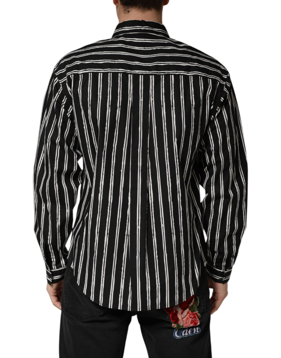 Men’s Dolce &amp; Gabbana Black Stripes Cotton Men Formal Dress Shirt