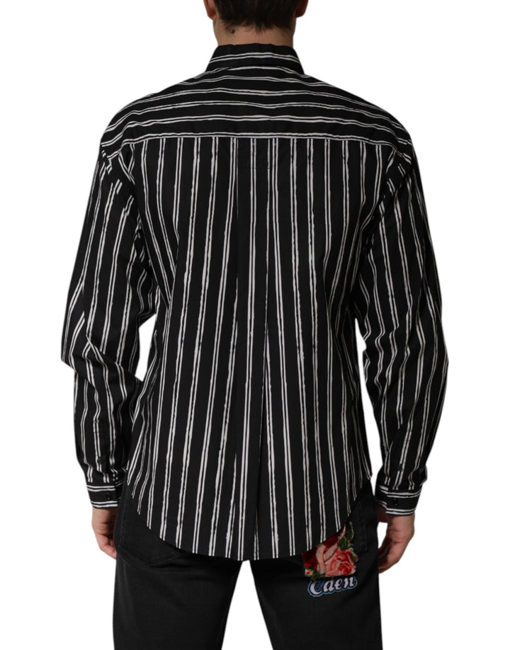 Men’s Dolce &amp; Gabbana Black Stripes Cotton Men Formal Dress Shirt